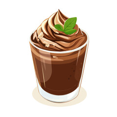Chocolate Mousse, 2D isometric flat cartoon vector illustration isolated on white background.