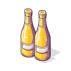 Champagne, vector graphic, 2D flat isometric cartoon illustration on white background.
