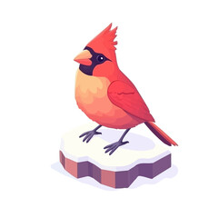 Cardinal, vector graphic, 2D flat isometric cartoon illustration on white background.
