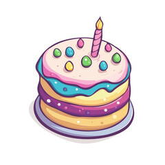 Birthday Cake, 2D isometric flat cartoon vector illustration isolated on white background.