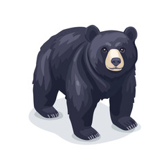 Black Bear, cartoon vector illustration, flat 2D isometric style, white background.