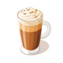 Caramel Macchiato, flat 2D isometric cartoon vector image isolated on white background.