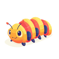 Caterpillar, 2D isometric flat cartoon vector illustration isolated on white background.
