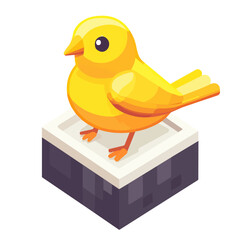 Canary, 2D isometric flat cartoon vector illustration isolated on white background.
