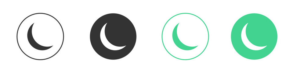 Moon icon Minimal Flat Line Vector Icon Set.
