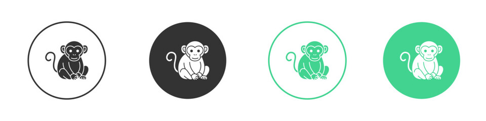 Monkey icon Minimal Flat Line Vector Icon Set.