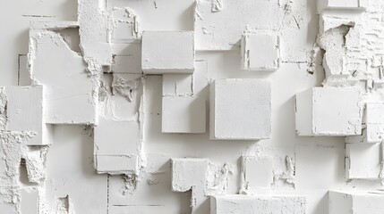 Abstract White Cube Wall Texture Background Modern Art
