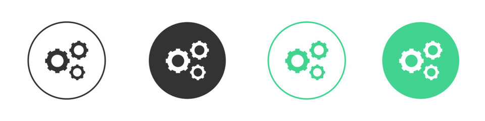 Gears icon Minimal Flat Line Vector Icon Set.