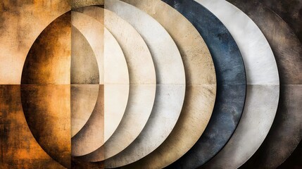 Abstract Geometric Art Brown Beige Grey Circles