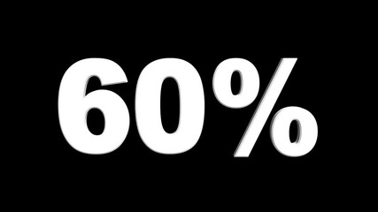 Glowing 3D number 60% discount big offer sale business animation 4k video. percents limited offer animation. Hud 60 percent off discount sale. '65% OFF, suitable for business, promotion, advertising