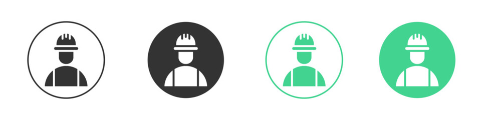 Construction worker icon Minimal Flat Line Vector Icon Set.
