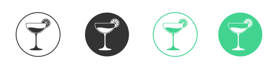 Citrus Martini glass icon Minimal Flat Line Vector Icon Set.