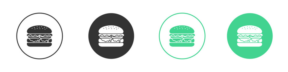 Cheese burger icon Minimal Flat Line Vector Icon Set.