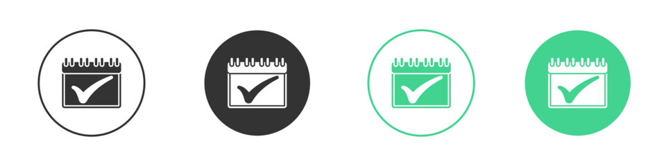 Check in calendar icon Minimal Flat Line Vector Icon Set.