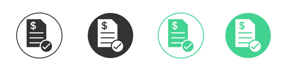 Bill paid icon Minimal Flat Line Vector Icon Set.