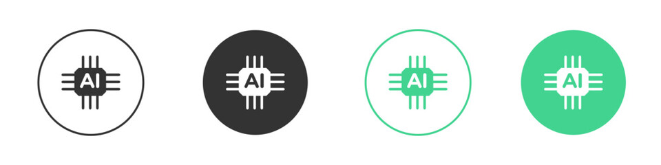 AI chip icon Minimal Flat Line Vector Icon Set.