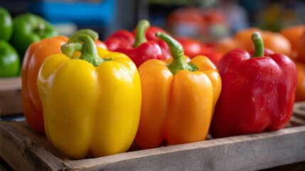 Bell pepper on supermarket produce stand