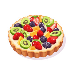 Fruit Tart, cartoon vector illustration, flat 2D isometric style, white background.
