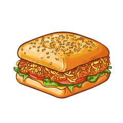 Dabeli, 2D isometric flat cartoon vector illustration isolated on white background.