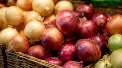 Obraz premium Onion presented in fresh produce market display