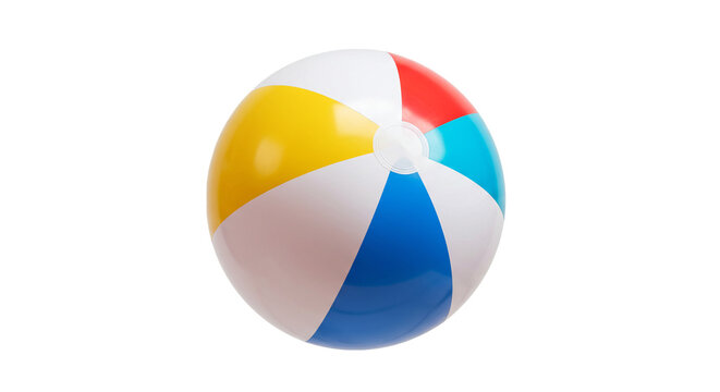 Isolated beach ball summer fun inflatable toy colorful ball for pool party and beach vacation games on transparent background