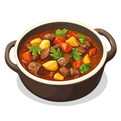 Goulash, vector graphic, 2D flat isometric cartoon illustration on white background.
