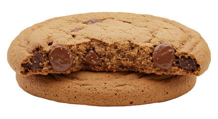 Delicious chocolate chip cookie close up shot for dessert and baked goods lovers and food photography on transparent background