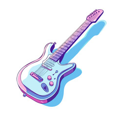 Obraz premium Guitar, flat 2D isometric cartoon vector image isolated on white background.