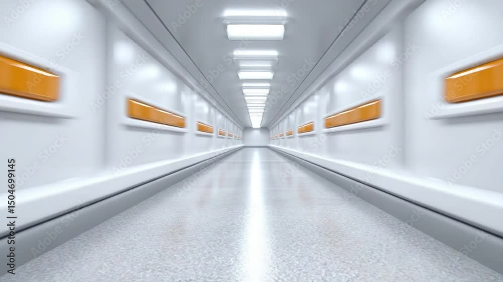 Aufkleber futuristic corridor: an empty futuristic corridor, bathed in even lighting, with sleek modern design