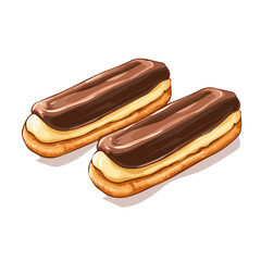 Eclairs, 2D isometric flat cartoon vector illustration isolated on white background.