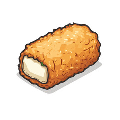 Croquette, flat 2D isometric cartoon vector image isolated on white background.