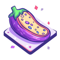 Eggplant, cartoon vector illustration, flat 2D isometric style, white background.