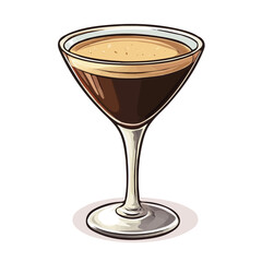 Espresso Martini, vector graphic, 2D flat isometric cartoon illustration on white background.
