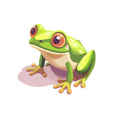 Frog, flat 2D isometric cartoon vector image isolated on white background.