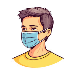 Face Mask, vector graphic, 2D flat isometric cartoon illustration on white background.
