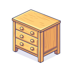 Dresser, 2D isometric flat cartoon vector illustration isolated on white background.