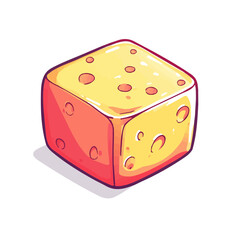 Edam Cheese, 2D isometric flat cartoon vector illustration isolated on white background.