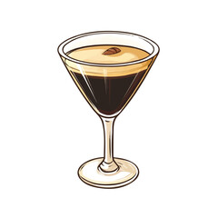Espresso Martini, flat 2D isometric cartoon vector image isolated on white background.