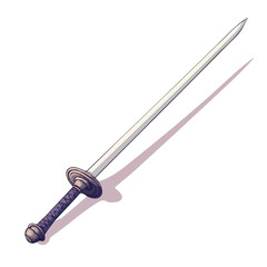 Fencing Sword, cartoon vector illustration, flat 2D isometric style, white background.