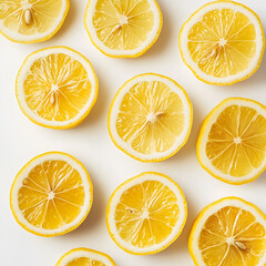 Fototapeta premium Bright and Refreshing Lemon Slices on a White Background