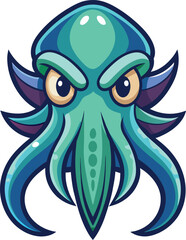 Fototapeta premium Angry Cartoon Octopus Mascot Logo Design