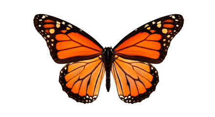 Fototapeta premium Monarch butterfly wings close up orange and black detailed insect nature wildlife butterfly photography on transparent background