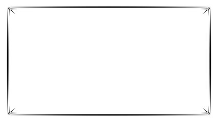 Black border with simple corner ornament on white. Minimalist line frame vector for certificate template or decorative frame.