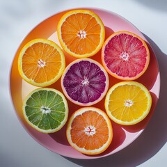 Fototapeta premium Colorful Fruit Slices in Bowl Vivid Variety of Citrus
