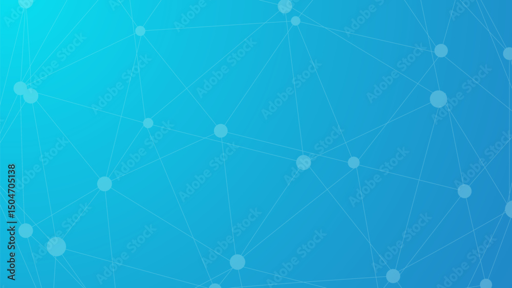 Poster Technology blue background. Dots connected by lines. Abstract wave. Minimalist mesh. Abstract polygonal shape.