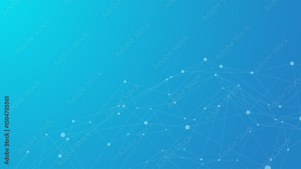 Aufkleber Technology blue background. Dots connected by lines. Abstract wave. Minimalist mesh. Abstract polygonal shape.