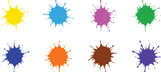 Colorful ink splatter Ink drops and splashes set