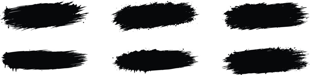 Hand drawn stripes grunge brush strokes set.	
