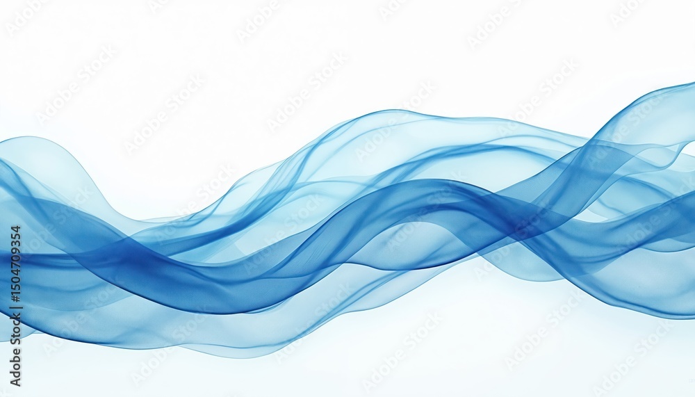 Aufkleber abstract blue waves flow across white background. serene elegant design. perfect background design e