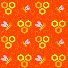 Fototapeta premium Kids seamless bee pattern for fabrics and packaging and gifts and cards and linens and wrapping paper